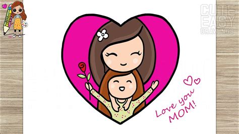 mother and daughter hugging|cute mother and daughter drawings.